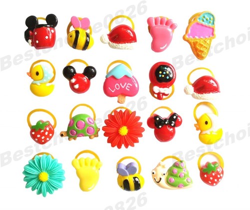 10Pcs Cute Flower Animal Small Dog Hair Bows W/Rubber Bands...