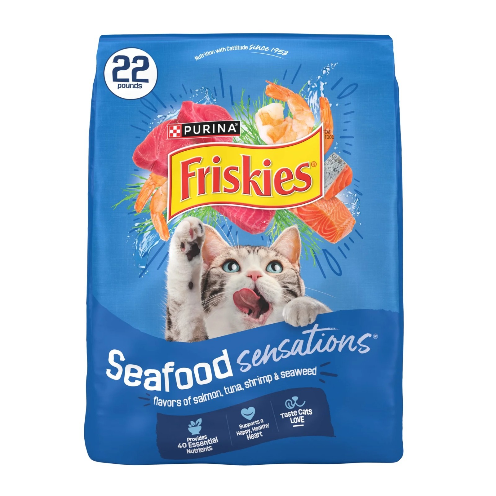Purina Friskies Seafood Sensations Dry Cat Food - 22 lb Bag