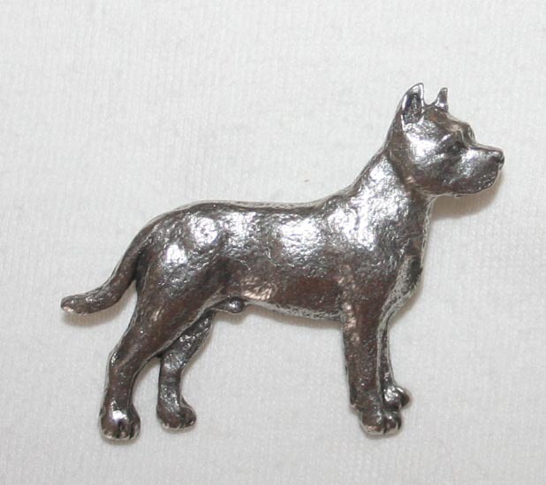 Pit Bull Terrier Pewter Pin Jewelry Art USA Made