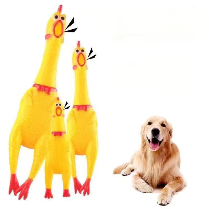 Squeaky Rubber Chicken Dog Toy - Pet Chewing & Bite Stimulat...