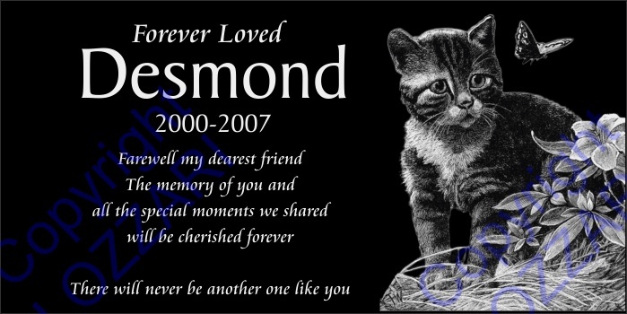 Personalized Granite Cat Memorial Marker - 12"x6"