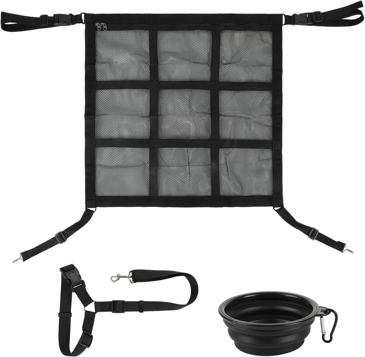 Adjustable Folding SUV Dog Car Barrier Net With Seatbelt