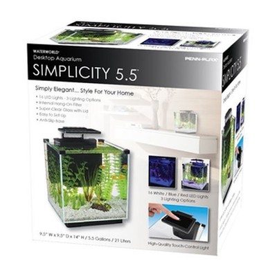 Penn-Plax Simplicity 5.5 Gallon Cube Style Glass Desktop Aqu...