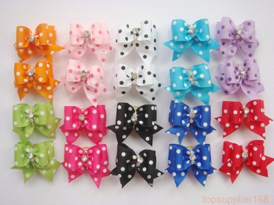 20 X Dog Cat Puppy Hair Bows Ribbon Wholesale Hairpin Flower...