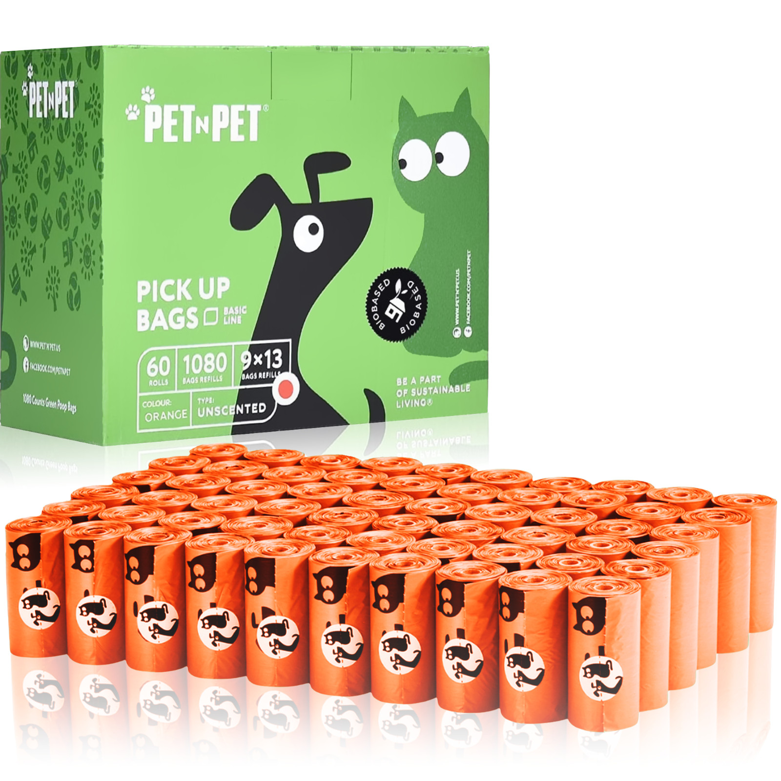 Pet Poop Green Bags - Dog Waste Collection, 1080 Counts, Pla...