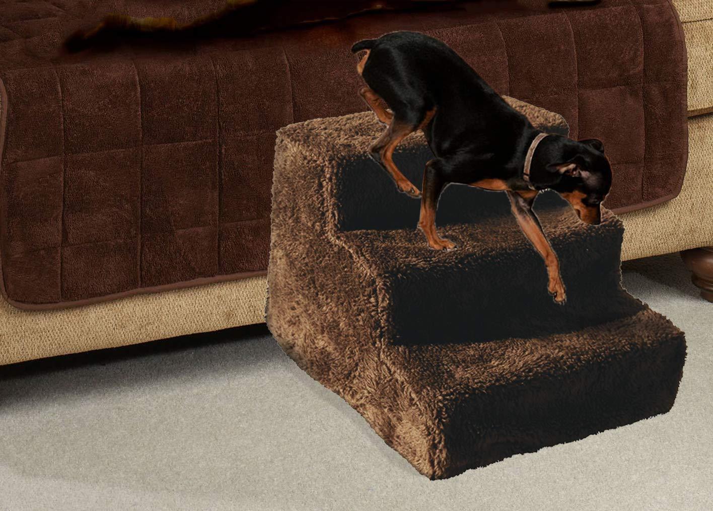 Indoor Fleece Pet Cat Ramp Steps - Portable Folding Staircas...