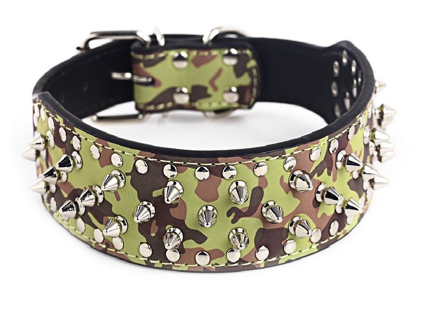 Pit Bull Black XL PU Studded Dog Collar - Large Breed Size