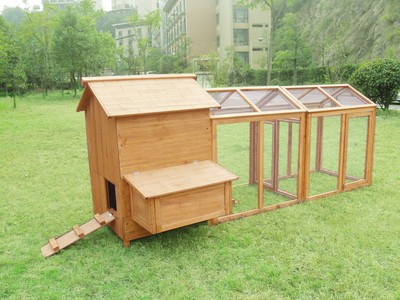 Deluxe Wooden Chicken Poultry Rabbit Pet Coop Hen House Hutc...