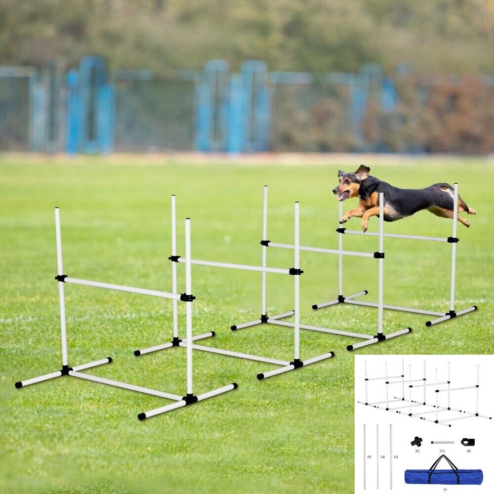 Adjustable Dog Agility Jumps Set - 4 Pack Exercise Hurdles