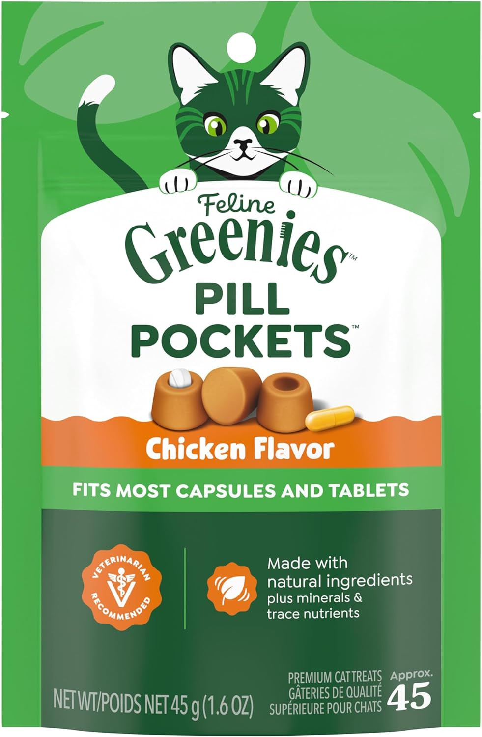 Greenies Feline Pill Pockets Natural Soft Cat Treats Chicken...