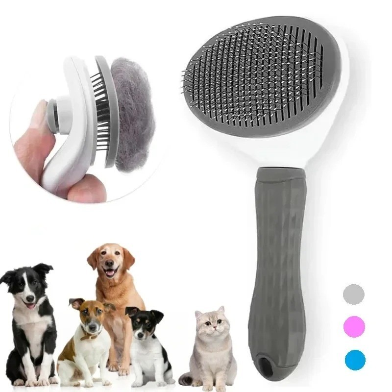 Hair Remover Pet Brush for Cats & Dogs - Self-Cleaning Slick...