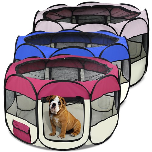 45" 2-Door Octagon Pet Dog Playpen Puppy Kennel Small Cat Ca...